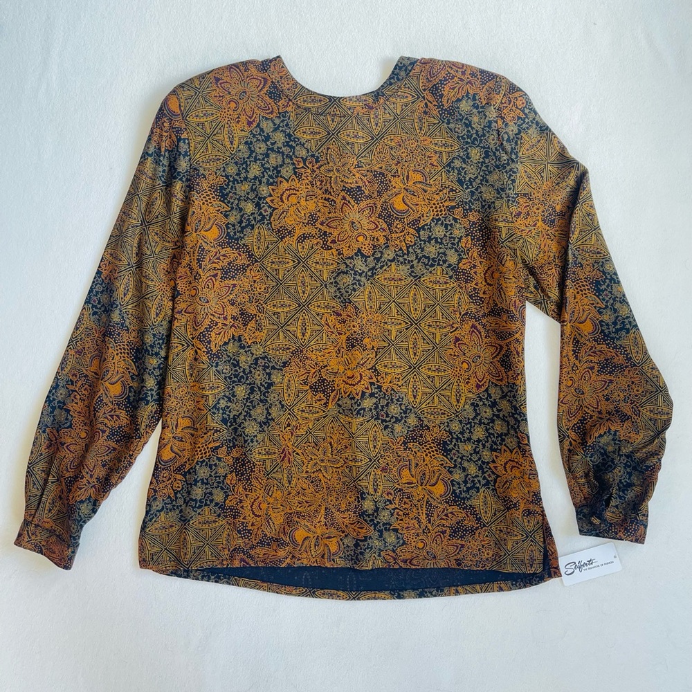 Gianni Sport vintage tapestry print blouse size 8 NWT